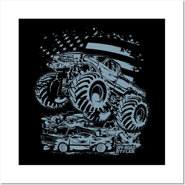 USA MONSTER TRUCK FLAG RIDER Wall Art by OffRoadStyles